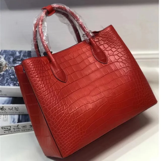 Bolso de piel auténtica de cocodrilo para mujer, cartera amarilla grande de  piel de cocodrilo auténtica, bolso de un solo hombro| | - AliExpress