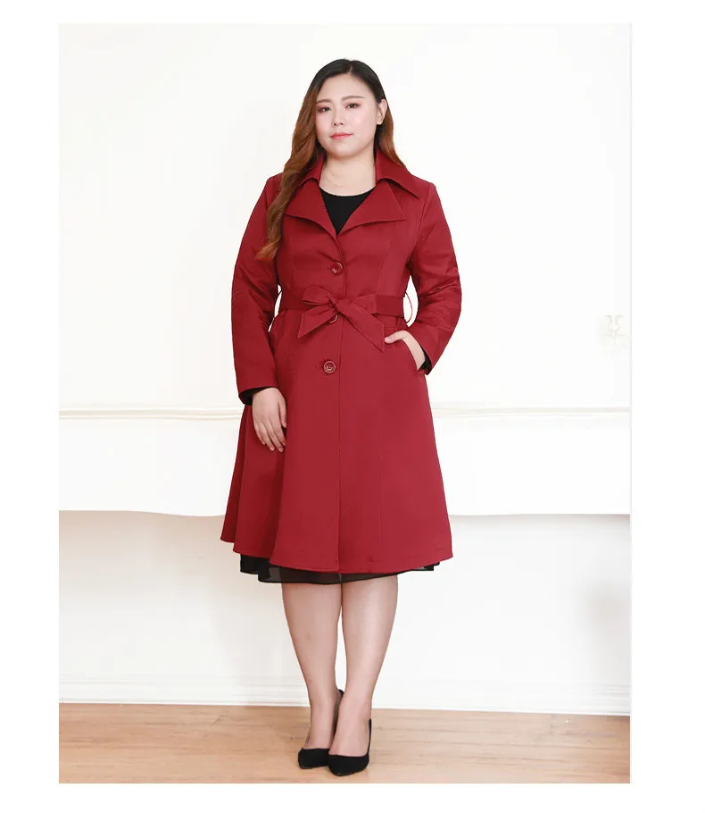 Большие размеры Модные женские осенние ветровки пальто с длинными рукавами женские свободные пальто для женщин красный длинный пуховик 8xl 9xl 10xl