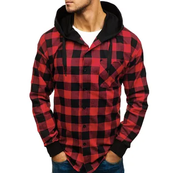 

2020 Hoodies Tracksuit Men's Autumn Casual Plaid Shirts Long Sleeve Pullover Shirt Top Hooded Blouse Sportswear Full Print