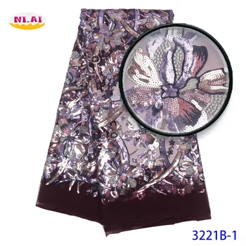 

Elegant big African french lace fabric Shiny wedding Nigeria celebration Arfican Sequin Lace Fabric Dresses MR3221B
