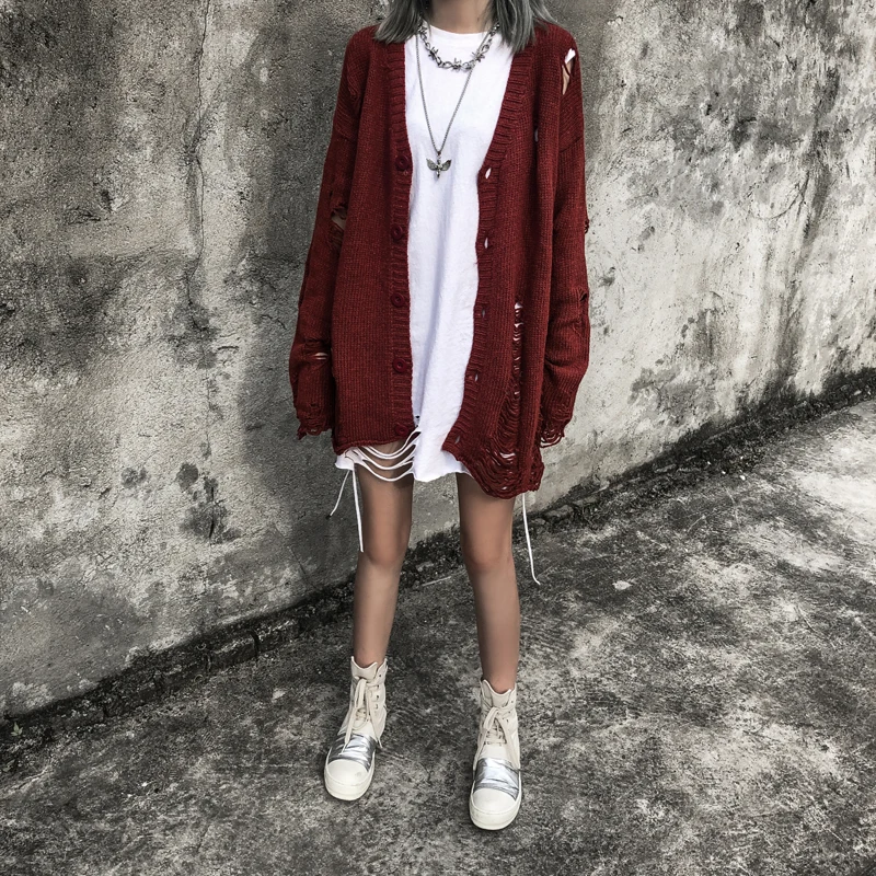 Ретро стиль, Harajuku, Для мужчин кардиган свитера с v-образным вырезом с бахромой хлопковые ботфорты в стиле «хип-хоп», одежда для улицы, однобортный мужской кардиган свитер