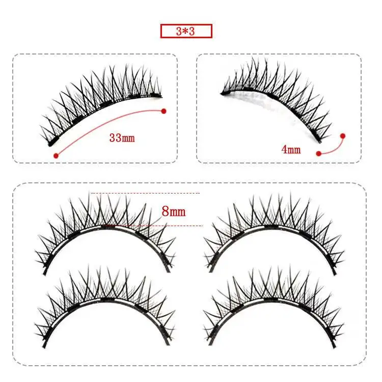 Magnetic Lashes 3X3 Блеск-сказка 3D магнитные ресницы натуральный вид Накладные магнитные ресницы синтетические волокна магнитные накладные ресницы Магнитный комплект подводки для глаз - Цвет: Magnetic Lashes 3X3