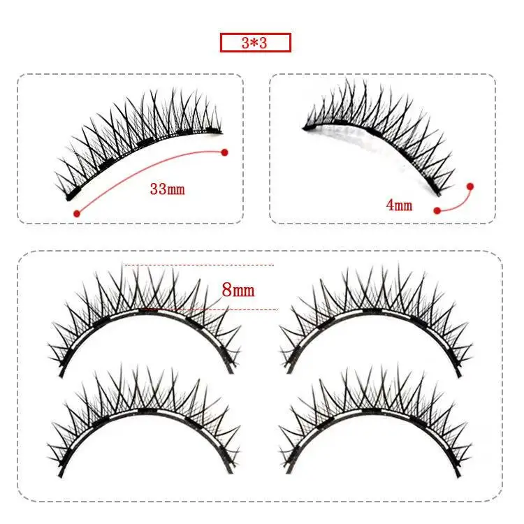 Блеск-сказка 3D магнитные ресницы натуральный вид Накладные магнитные ресницы синтетические волокна магнитные накладные ресницы Магнитный комплект подводки для глаз - Цвет: Magnetic Lashes 3X3