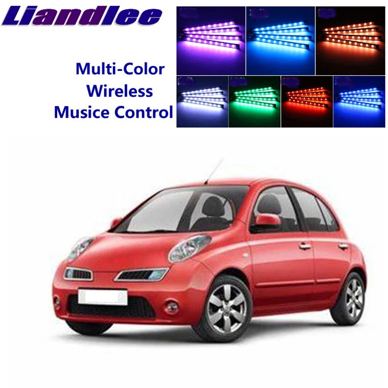 LiandLee для Datsun Micra K12 2002~ 2010 интерьер автомобиля под Dash сиденье для ног акцент музыкальный ритм окружающий светильник