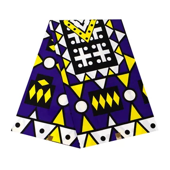 

Blue African Cotton Print Real Wax Fabric For Women Dress 6Yards Sewing Batik Cloth Fabric Ankara Veritable Wax Fabric
