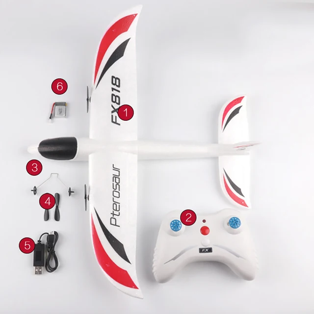 FX-818 2.4G EPP Foam Remote Control RC Airplane Glider Toy LED Light Quadcopter Glider Airplane Model For Kids Children Gift 3