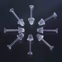 100 Set Hypoallergenic Simple Plastic Earrings Clear Ear Pins Needle and Resin Earring Backs DIY Ear Accessories 2