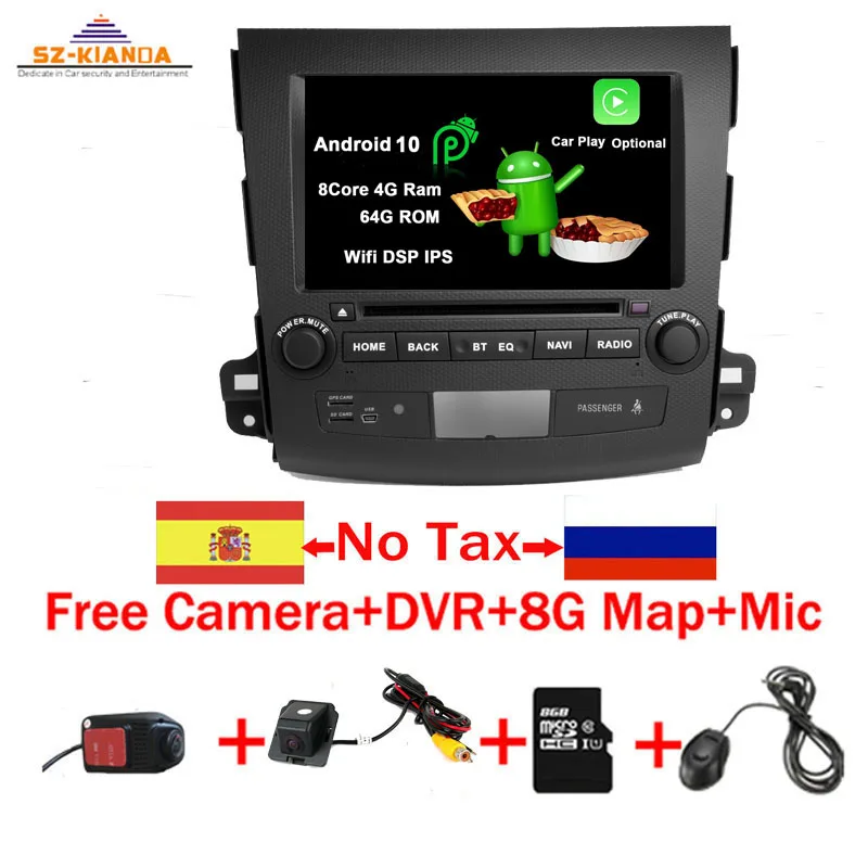 Android 10 0 Автомобильный gps мультимедийный плеер для Mitsubishi Outlander xl 2 автомобильный dvd