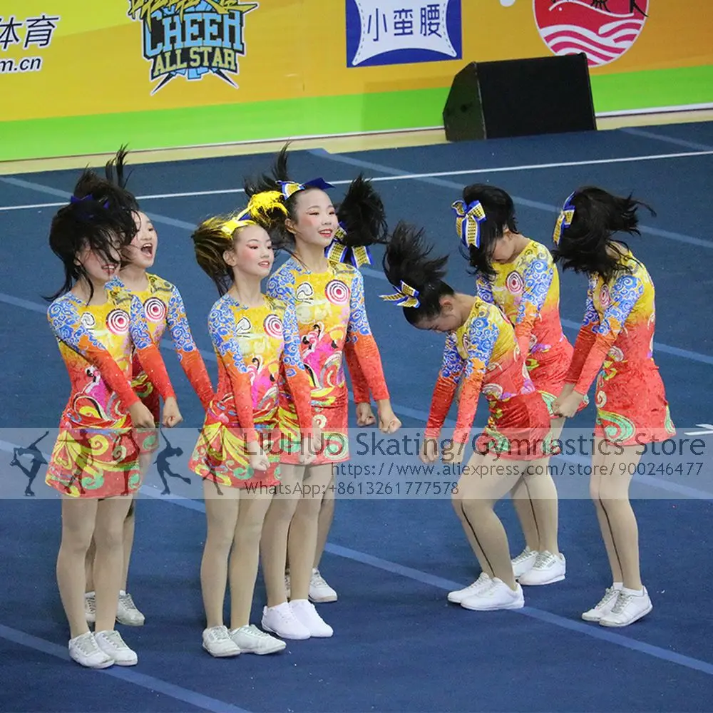 

Для девочек старшей школы костюм для аэробики клюшки для гольфа бархат катание на коньках для Черлидинга, Университетская болельщик конкуренции костюм нарядное платье форма