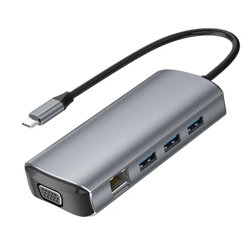 

HUB 11-In-1 Docking Station with USB 3.0 PD SD TF HDMI RJ45 o VGA Ports for and USB C Laptops Phone