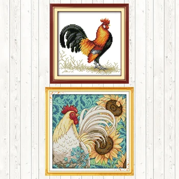 

Sunflower and Cock Embroidery Handmade Needlework Package 11CT 14CT Cross Stitch Set Cross Stitch Kits DMC Floss Kit Home Decor