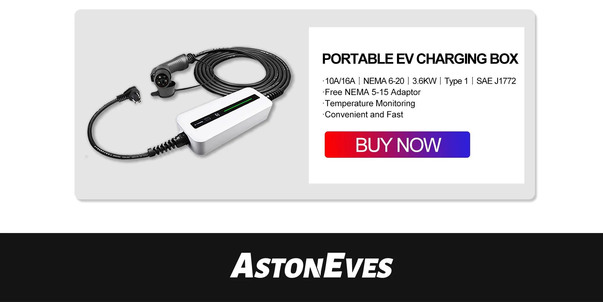  astoneves Chargeur de Type 2 EV, Mode 2 10/16A Câble