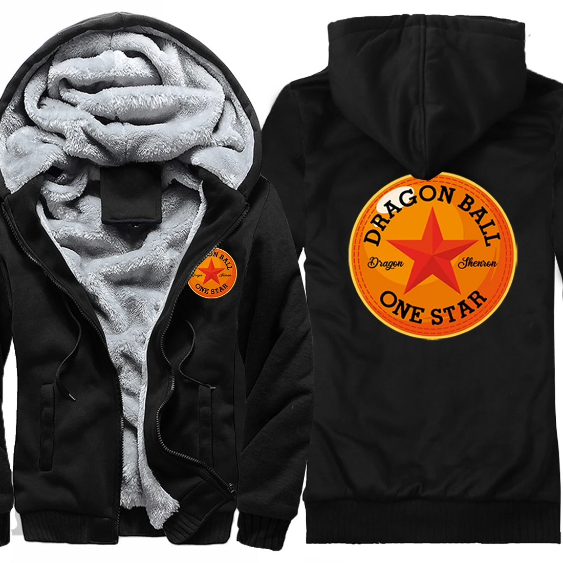 

Dragon Ball Z Anime Print Hooded Fleece Jacket Outdoor Warm Hoodies Coats Mens Loose Fashion Hip Hop Jackets Sportswear Hoody
