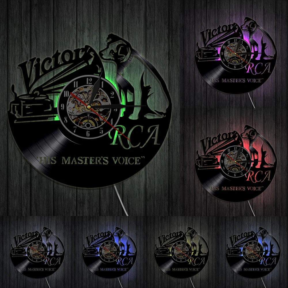RCA Victor Dog голос его мастера музыкальные собаки настенные часы Victor Nipper собака винтажные виниловые часы рок-н-ролл Музыка подарок