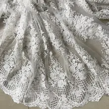GLace 1Y/лот off white car bone Прозрачная кружевная ткань для украшения свадебного платья TX1362