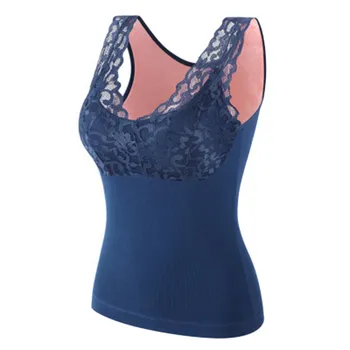 

Women Fleece Lined Underwear Tops Built-in Bra Padded Lace Cami Tank Top Vest Health Care Braces & Supports P9