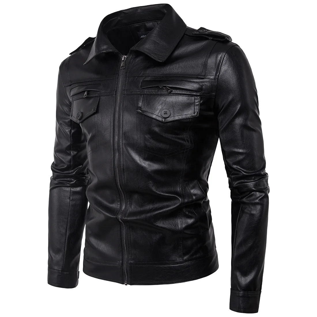 

For Ouma 2017 New Style Autumn Men Locomotive Pamphlets MEN'S Leather Jacket B004