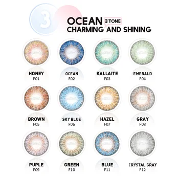 

SweetBubbles 3-Tone Natural Color Contact Lenses Blue Gray Brown Green Purple Eye Colored Lens Beautiful Gifts 2pcs/pair