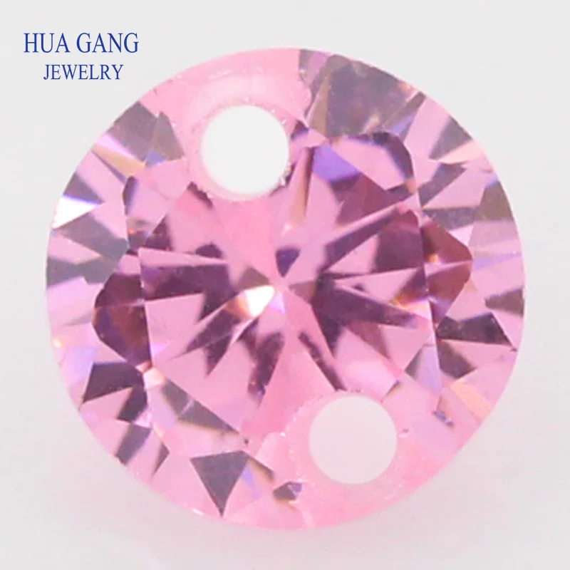 Double Holes Cubic Zirconia AAAAA Pink CZ Loose Stones For DIY Jewelry Wholesale Beads High Quality CZ With Holes