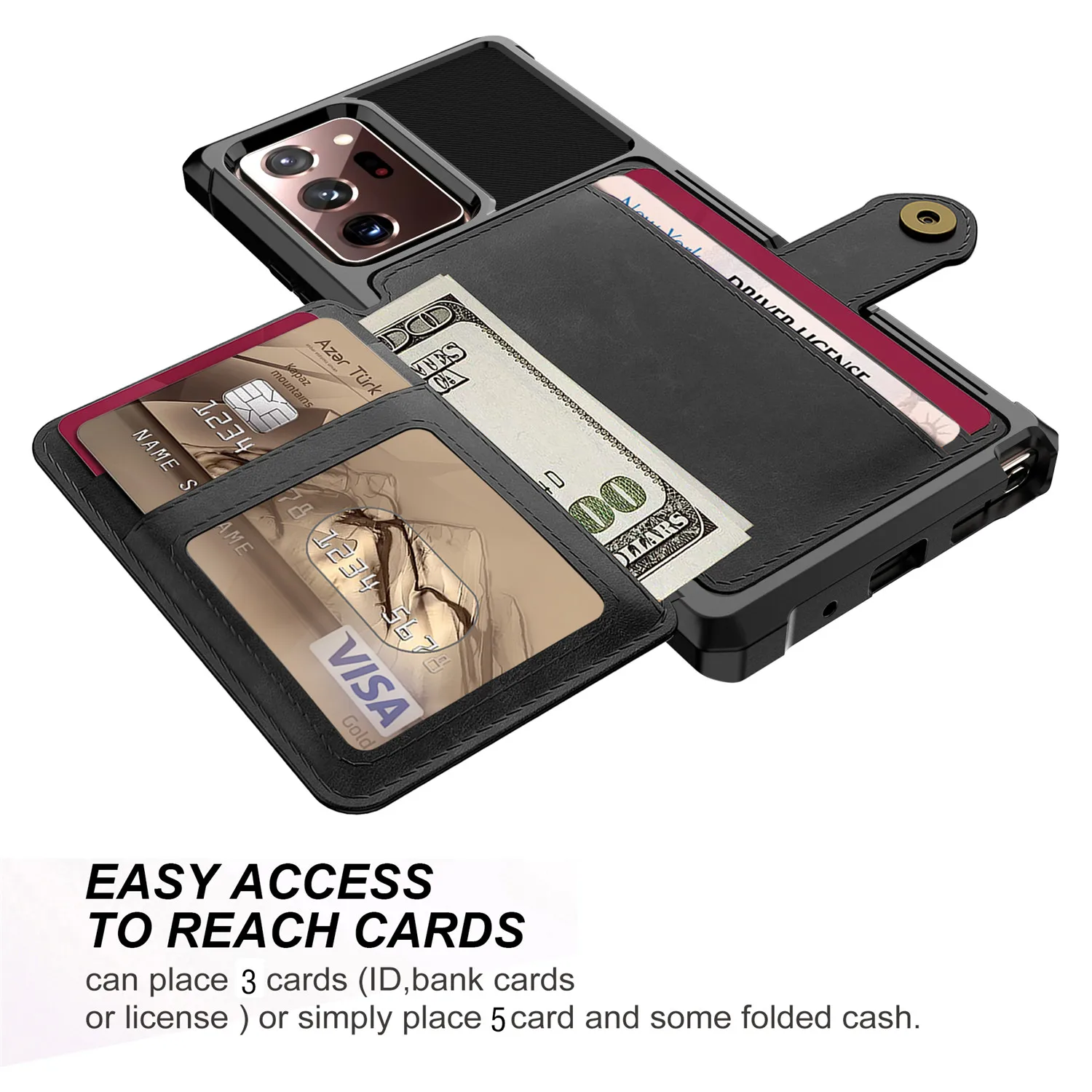 for Samsung Galaxy Note 20 Ultra/Note 20 5G Credit Card Case PU Leather Flip Wallet Cover with Photo Holder Hard Back Cover