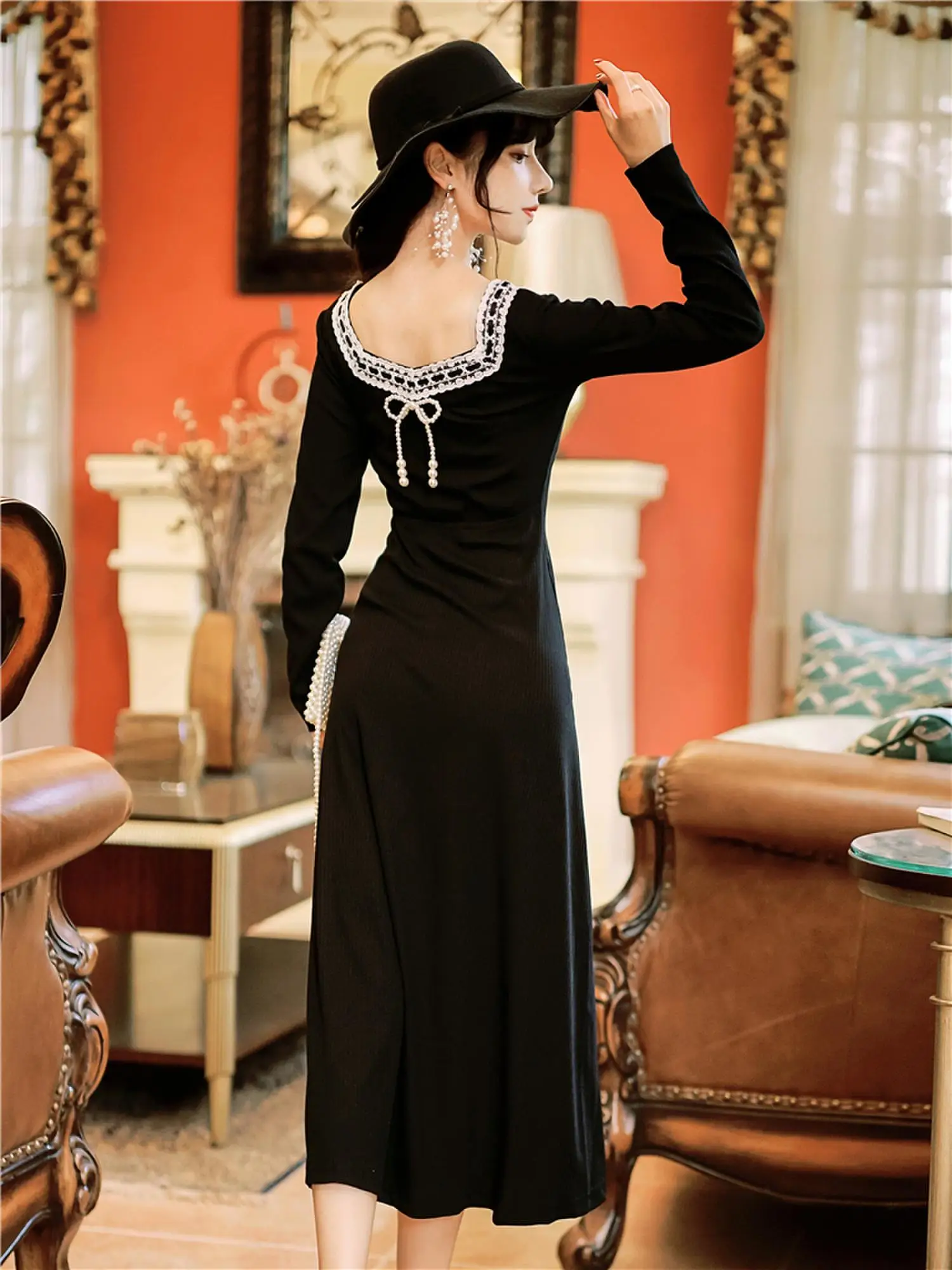French lace stitching party brought Hepburn restoring ancient ways both before and after wearing the dress waist lace dresses