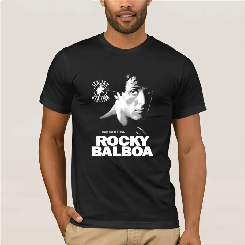 Футболка с надписью мужские топы принтом в подарок Модная хлопковая футболка Rocky