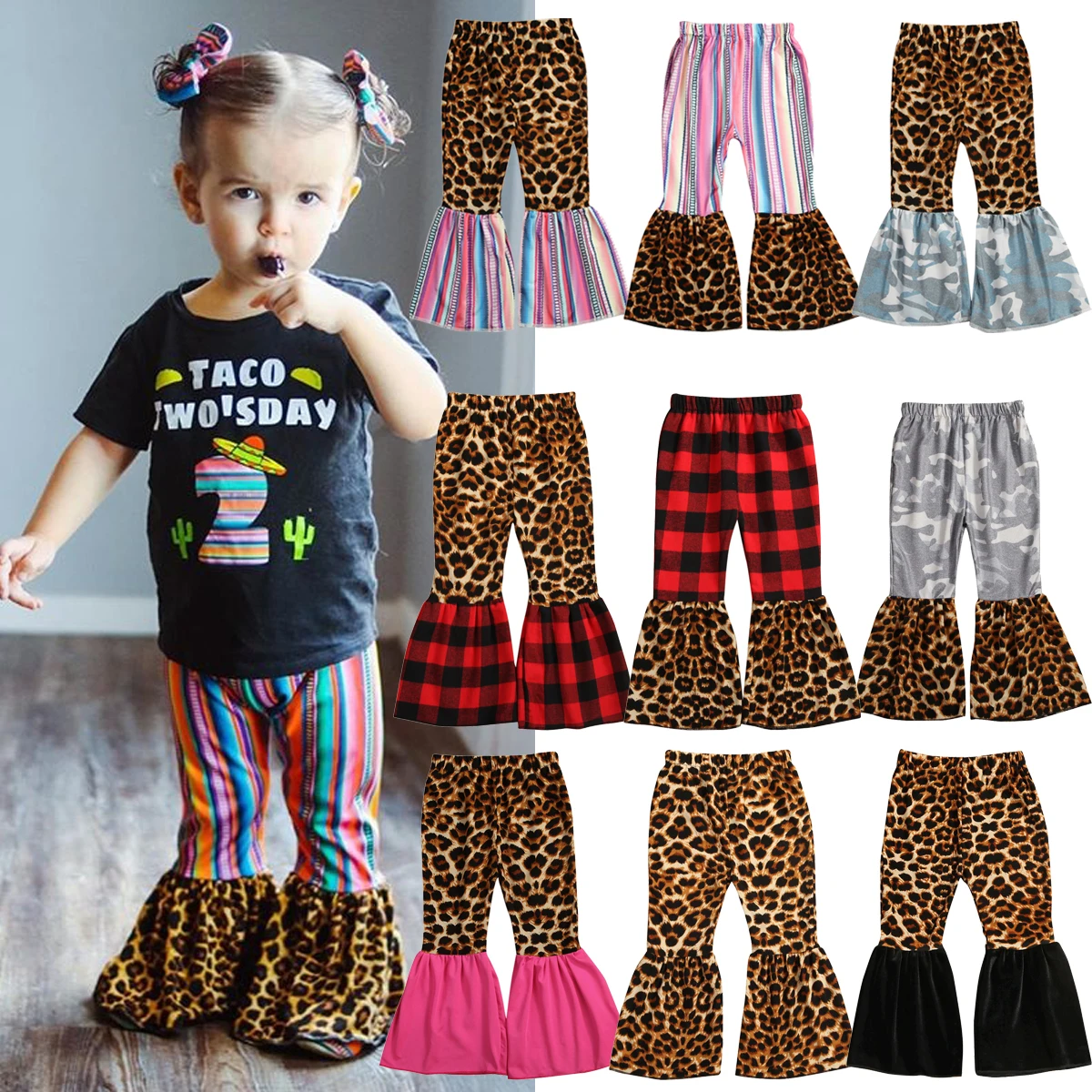 Детская одежда для маленьких девочек в стиле ретро, леопардовые и клетчатые лосины, длинные штаны, брюки, хлопковая одежда, От 1 до 6 лет 9 стилей