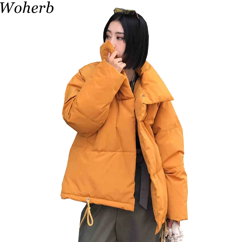 Woherb Harajuku негабаритная парка для женщин зимнее пальто женская теплая верхняя одежда ватные куртки стеганые пальто Chaqueta Mujer 20207