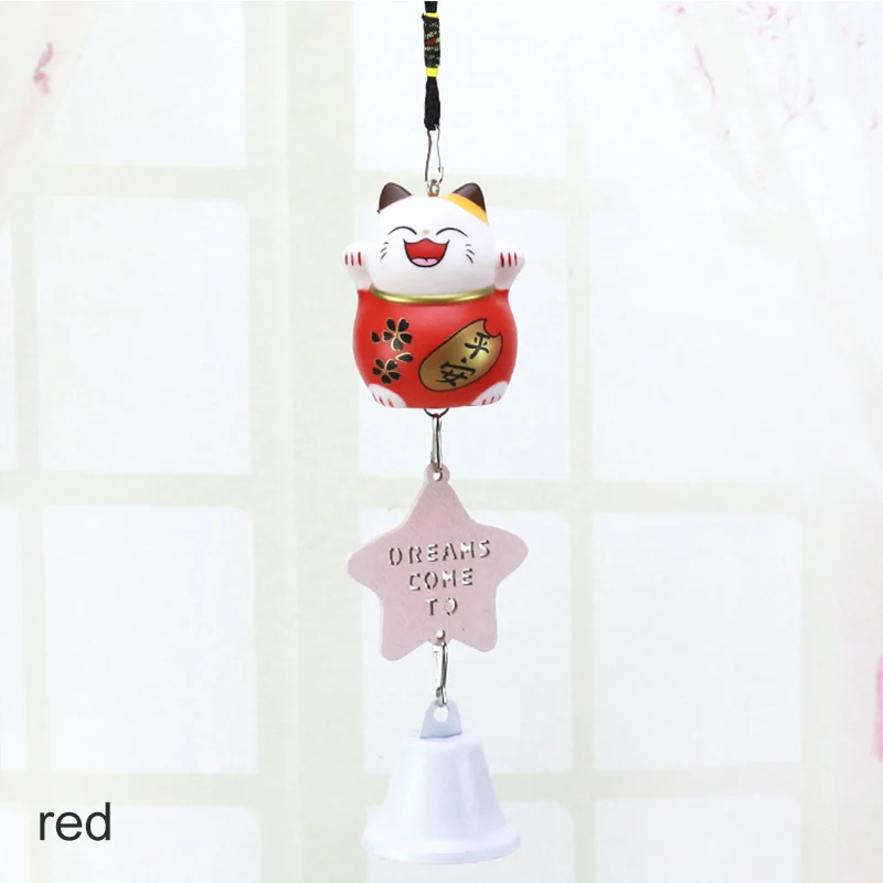 Красный 1 шт. Lucky Cat Wind Chime автомобильные Висячие аксессуары магазин компания бизнес Декор Пластиковые колокольчики металлические оправы подвеска с бубенчиками - Цвет: Красный