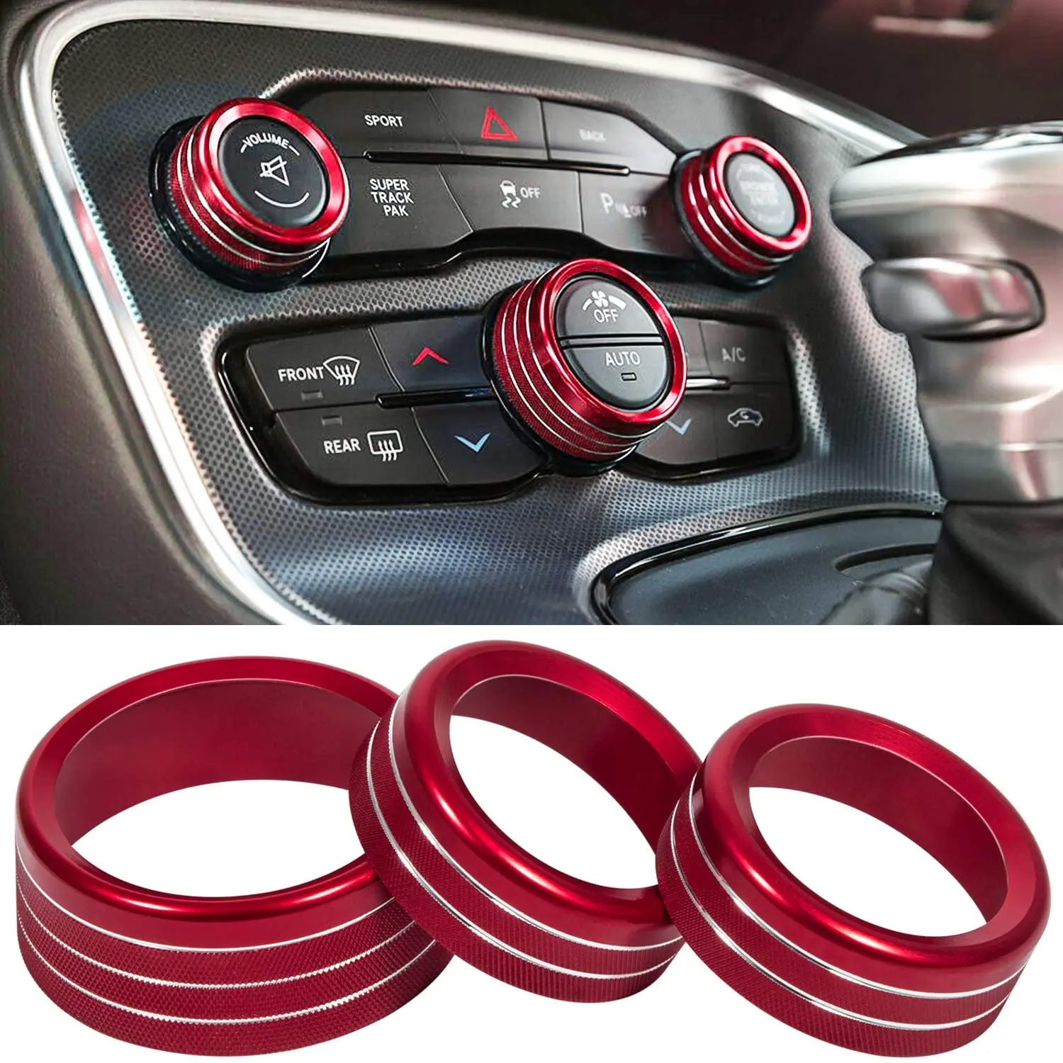 for 2015-2019 Chrysler 300 Voodonala for Challenger Charger Chrysler Radio AC Knobs Air Conditioner Switch Button for 2015-2019 Dodge Challenger Charger ABS Orange 3pcs 