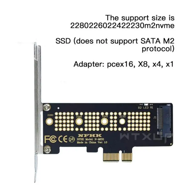 NVMe PCIe M.2 NGFF SSD to PCIe x1 Adapter Card PCIe x1 to M.2 Card with Bracket PCI-E M.2 Adapter for 2230 2240 2260 2280 SSD M2