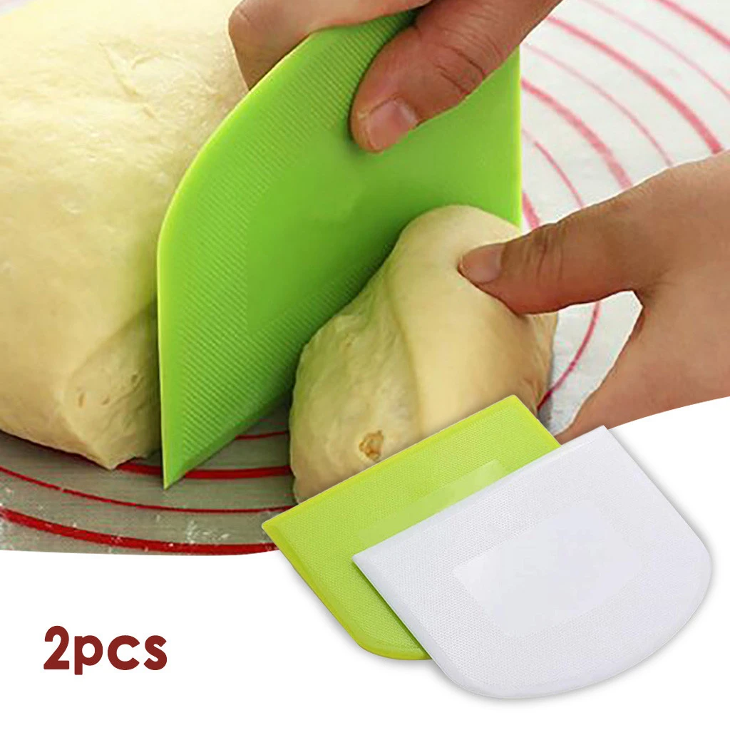 White Trapezoidal Pastry Dough Scraper Cutter Plastic Baking Cake Kitchen Tool