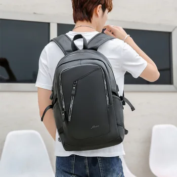 

Backpack, Double-shoulder Bag, Men's Fashion Youth, Simple and Casual Travel, PU Leather, High School Students' Computer Bag