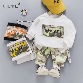 

Autumn Fashion Toddler Child Girl Baby Boy Letter Print Long Sleeve + Camouflage Jeans Children Clothes Kid Set