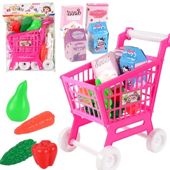 

Children's Shopping Cart Toys Children's Educational Supermarket Cart 21 PCS Role Play Toys