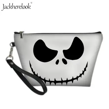

The Nightmare Before Christmas Bag Face Print Shoulder/Messenger Bags Portable Travel Necessary Toiletry Pouch Black and White