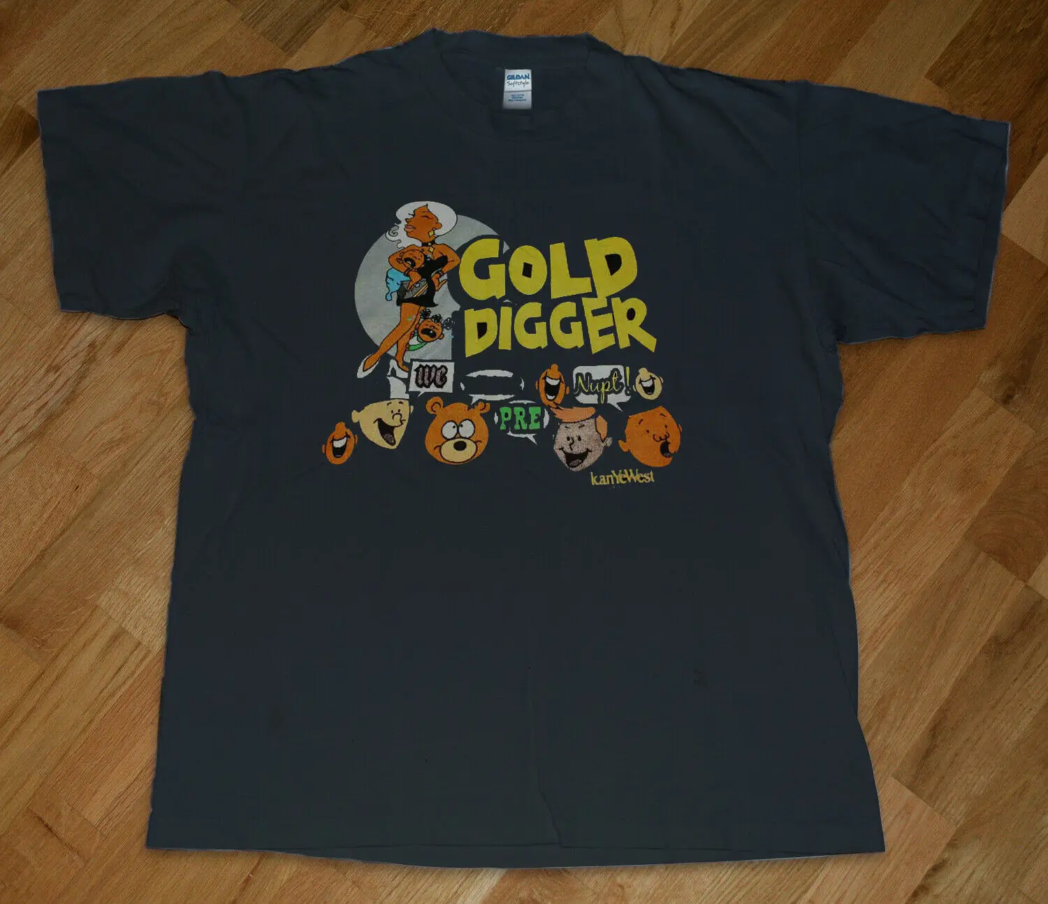 Винтажная Футболка KANYE WEST Gold Digger LATE REGISTRATION, Модная хлопковая футболка с короткими рукавами