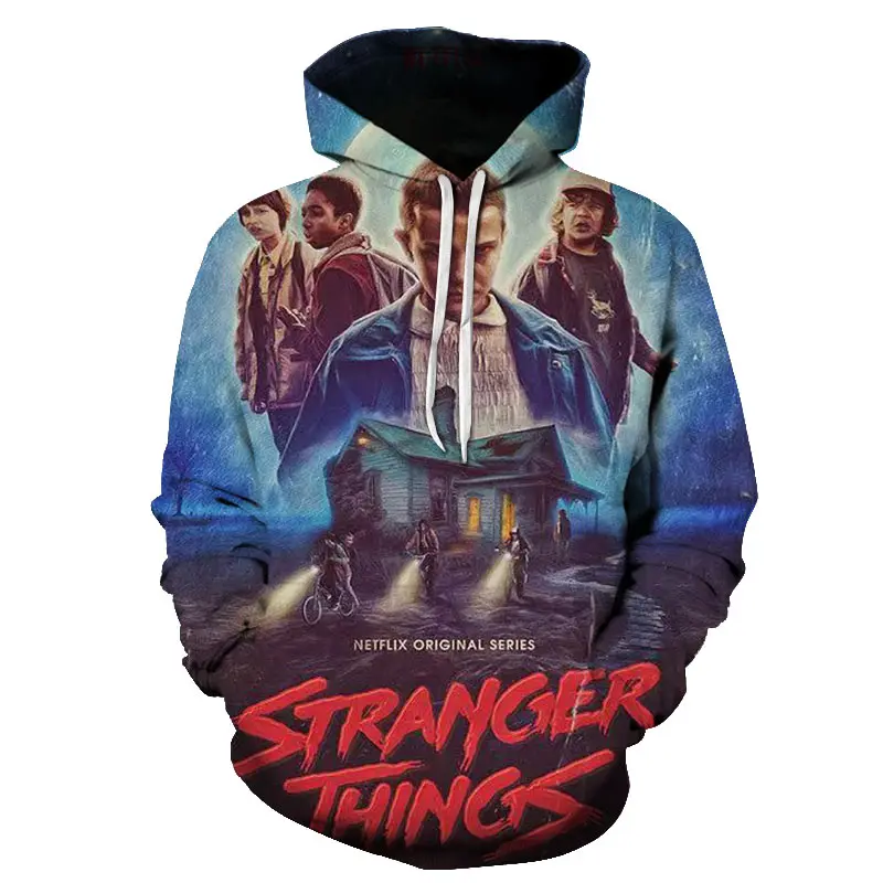 Stranger Thing s Новая мода 3D печатная белая мужская толстовка с капюшоном модная графическая Толстовка Повседневный Уличная пуловер хип хоп толстовки уличная одежда Stranger Thing