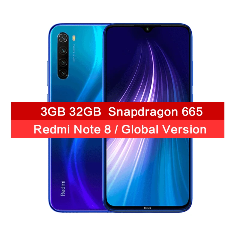 Blue 3GB 32GB Новое поступление, Xiaomi Redmi Note 8, 3 Гб ОЗУ, 32 Гб ПЗУ, мобильный телефон, 48мп, четыре камеры, 6,3 дюймов, FHD экран, Snapdragon665, мобильный телефон, 4000 мАч - Цвет: Blue 3GB 32GB