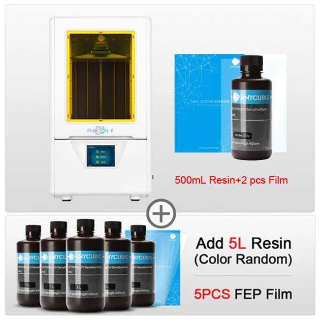 PS WH add 5L 5FEP ANYCUBIC 3d принтер Фотон S SLA 3d принтер 2K экран 405nm УФ-фонарь принтера lcd теневая Маскировка 3d принтер комплект DIY - Цвет: PS WH add 5L 5FEP