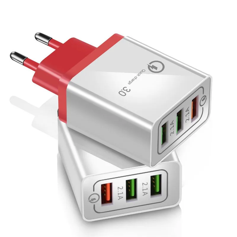 

Quick Charging QC 3.0 Smart Fast 3 USB Wall Charger For iPhone Samsung Huawei Xiaomi Redmi Charge Charging Adapter Mobile Phone