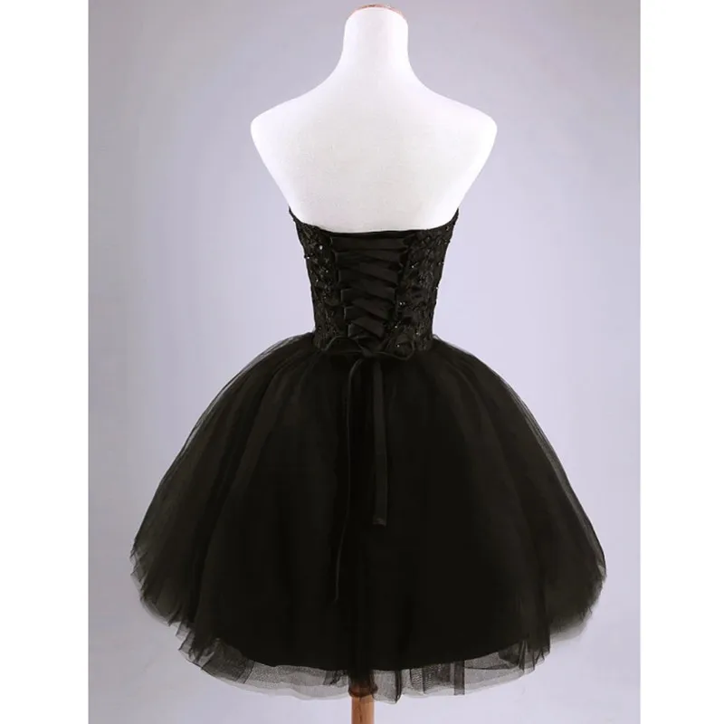 Evening Dress Short Black Ball Gown Party Prom Dresses Ball Gown Girls Ballet Birthday Cocktail dress graduation gown ASL-70#