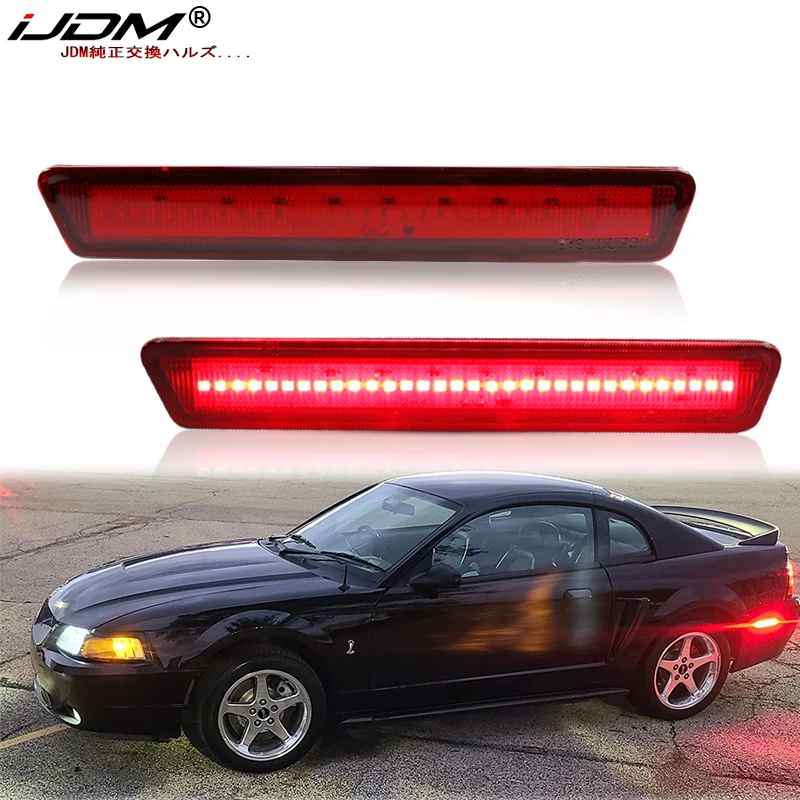 2Pcs Smoked Lens Waterproof Red Rear LED Side Fender Marker Lamp Parking Light F