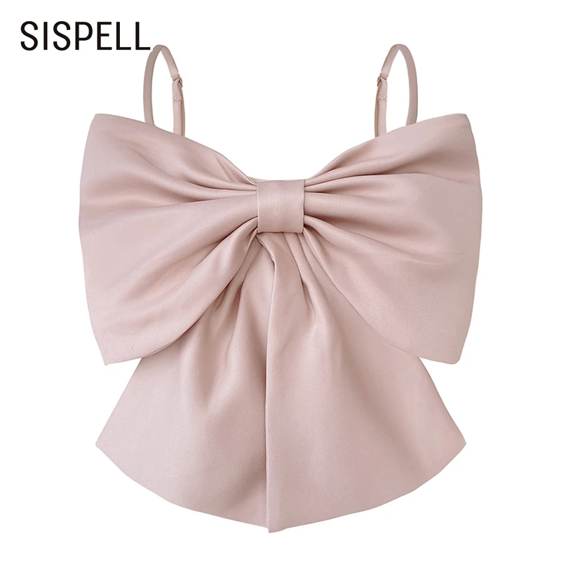 

SISPELL Big Bowknot For Female Vests Square Sleeveless Off Shoulder Backless Slim Women's Sexy Sling Vest 2020 Fashion New