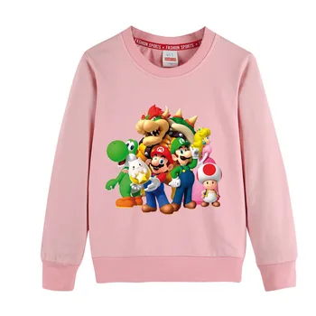 

New Kids Boys Girls mario bro Hoodies Christmas Sweater Clothing Full Sleeve Pullover Sports Coat Costume Outfits Tops Tee
