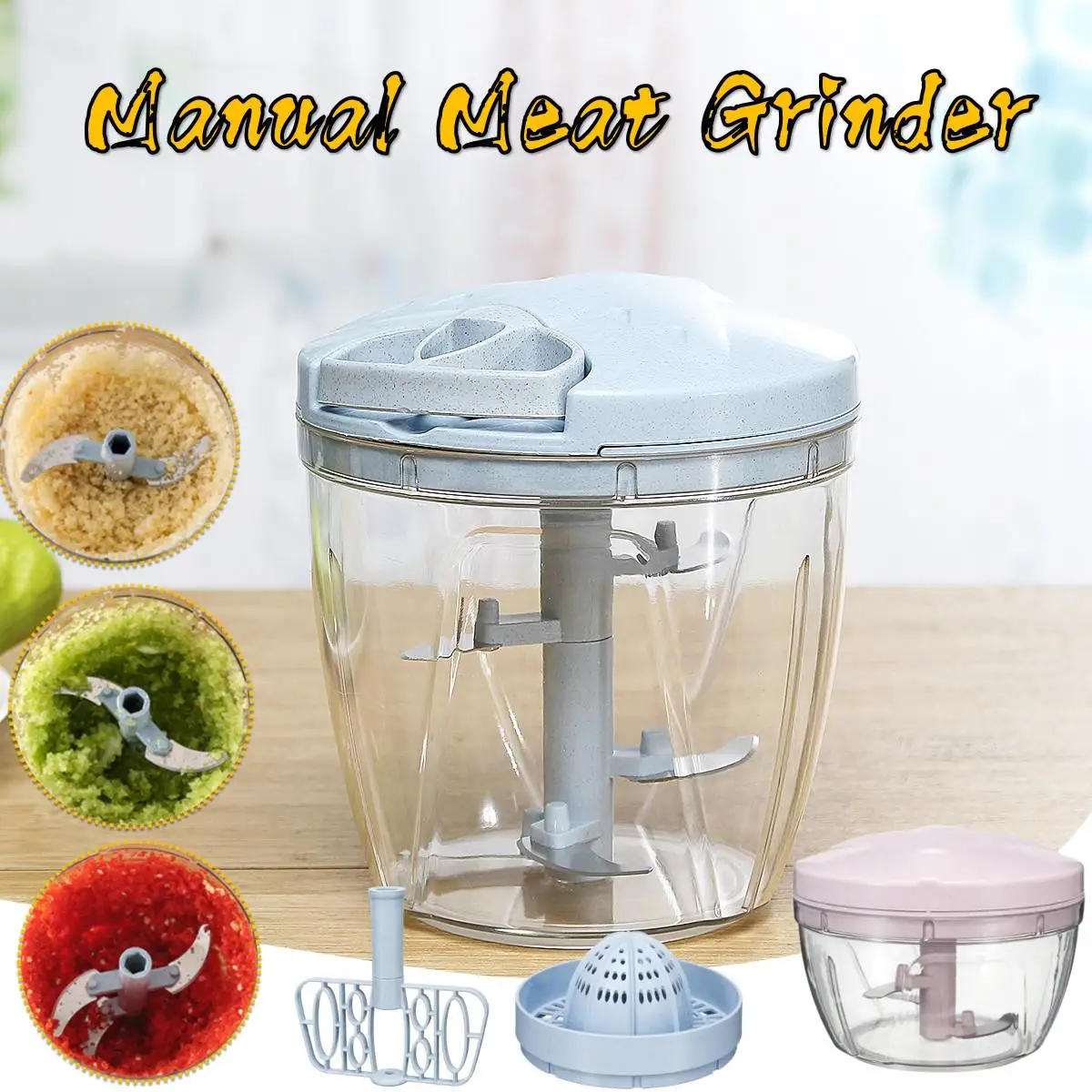 

New Large Capacity Multi Function Vegetable Cutter Hand Chopper Spiral Slicer Manual Meat Fruit Egg Shredder Slicer Food Grinder