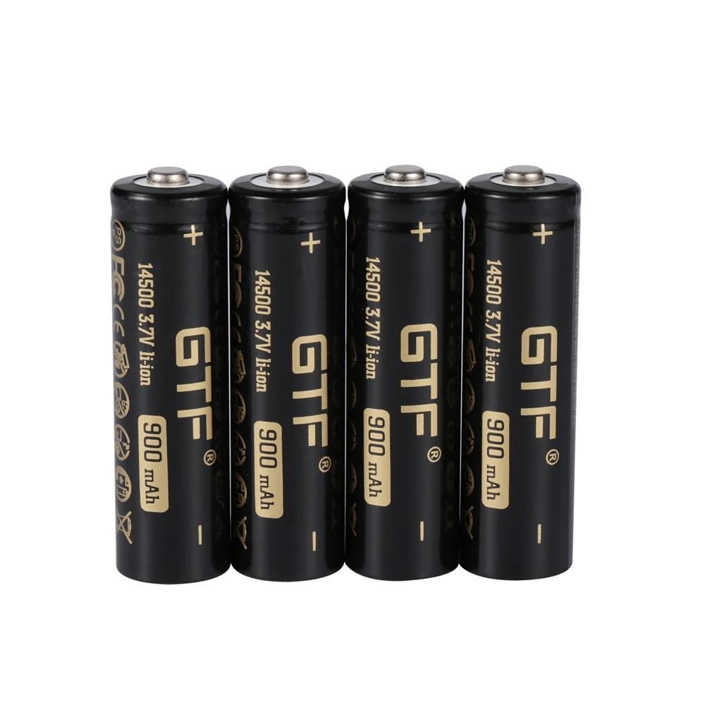 Rechargeable Lithium Batteries GTF 14500 3.7V 900mAh real capacity Li-Ion Rechargeable Battery For flashlight/remote control/toy