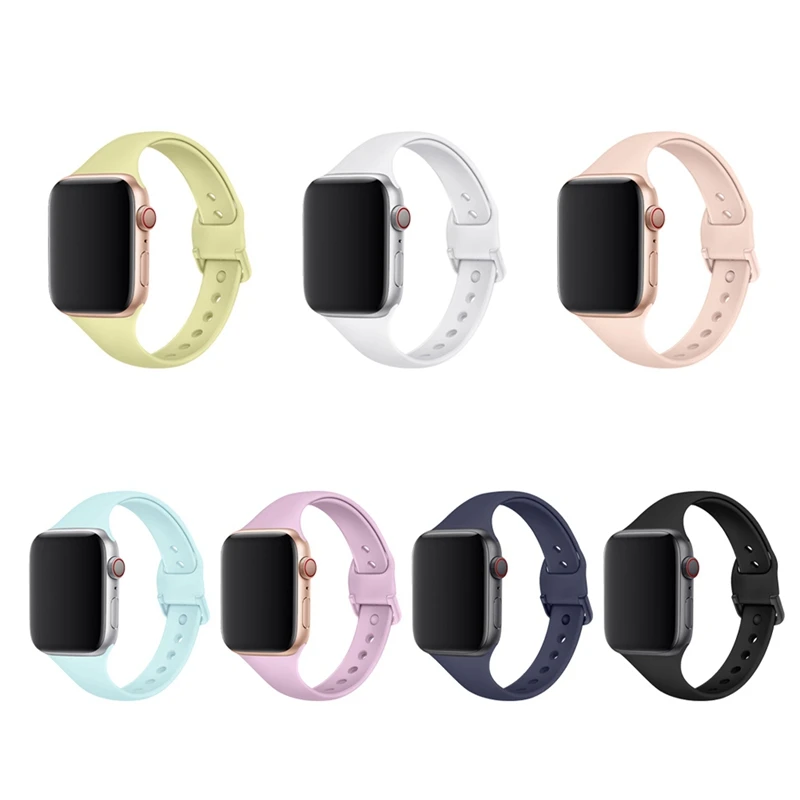 Тонкий ремешок для спортивных часов для apple watch band 44 мм 40 мм для iwatch 5 4 3 band 42 мм 38 мм correa узкий тонкий мягкий силиконовый ремень браслет