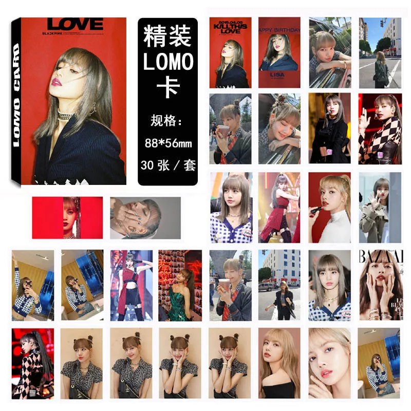 BLACKPINK D2 30 шт./компл. KPOP BLACKPINK в звездочку красное бархатное Bangtan Boys Фотокарта ЛОМО карта Бумага небольшой карты Альбом XQ128 - Цвет: BLACKPINK D2
