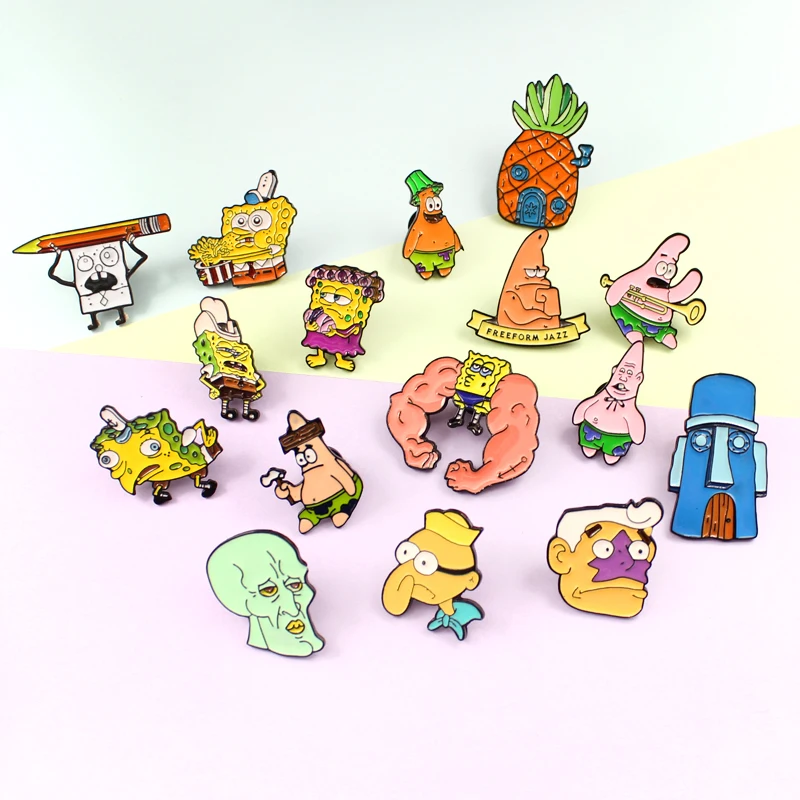 

SpongeBob Hungry Series Metal Enamel Pins Brooch Cute And Interesting Badge Lapel Pin Backpack Clothing Fashion Brooches